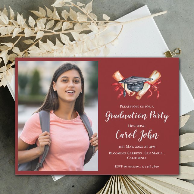 2025 Grad Foto Elegant Graduation Party Einladung (2025 Grad Photo Elegant Graduation Party Invitation)
