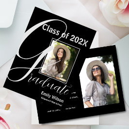 2025 GRAD Two Foto Graduation Party Einladung Postkarte