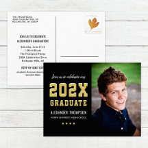 2025 Graduate Black Gold Graduation Party Foto