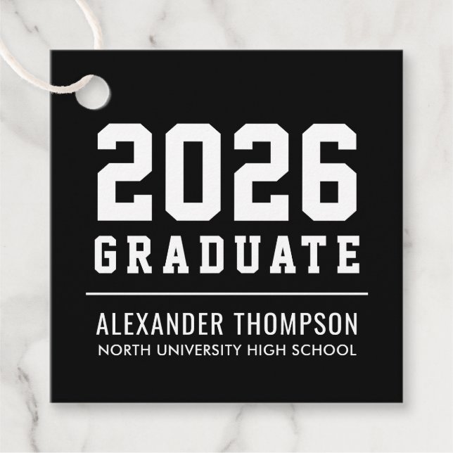 2025 Graduate Black Modern Graduation Party Geschenkanhänger (Vorderseite)