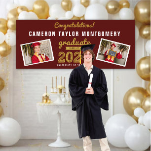 2025 Graduate Bold Sketch 2 Foto Graduation Party Banner