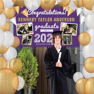 2025 Graduate Bold Sketch 4 Foto Graduation Party Banner