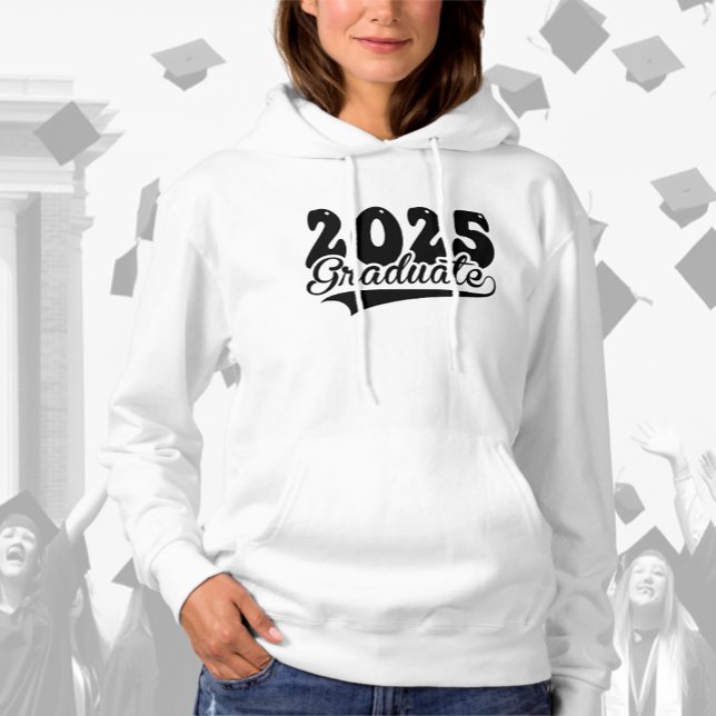 2025 Graduate Retro Bold Black Hoodie (Von Creator hochgeladen)