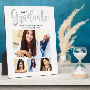 2025 Graduate Silver Script 4 Foto Collage Fotoplatte