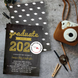 2025 Graduate Sketch Retro Chalkboard Grad Party Einladung