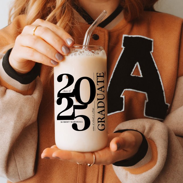 2025 Graduate Trendy Black Abschluss Dosenglas (Von Creator hochgeladen)