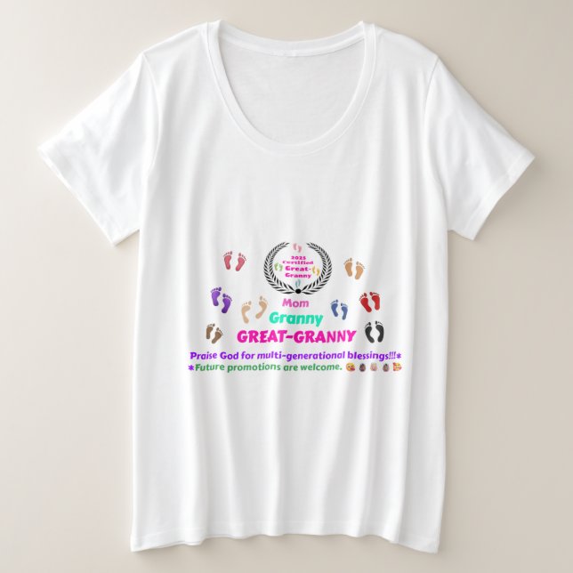 2025 Great-Granny Commemorative Große Größe T-Shirt (Design vorne)