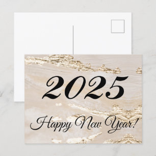 2025, Happy new year!Gold moderner Hintergrund Postkarte