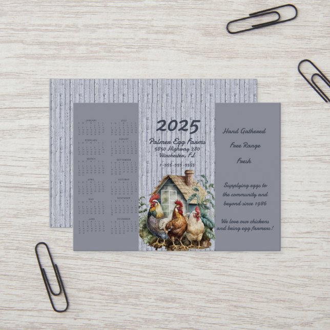 2025 Hühnereier-Bauer-Visitenkarte Visitenkarte (Vorderseite/Rückseite Beispiel)
