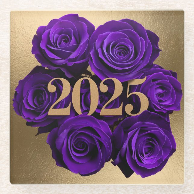 2025 Imitats Gold Foil Violet Rose Untersetzer (Vorderseite)