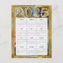 2025 Jahr auf einen Blick Kalender Neujahrskarte Postkarte