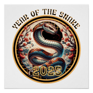 2025 JAHR DER chinesischen SNAKE Neues Jahr Gesche Poster