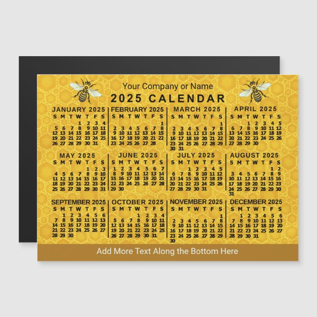 2025 Jahre Kalender Bienenwabenzucht Magneteinladung (Vorne/Hinten)