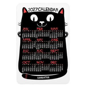 2025 Jahres-Monats-Kalender Mid-Century Schwarze K Magnet