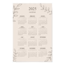 2025 Jahreskalender Florale Linienkunst Minimalist