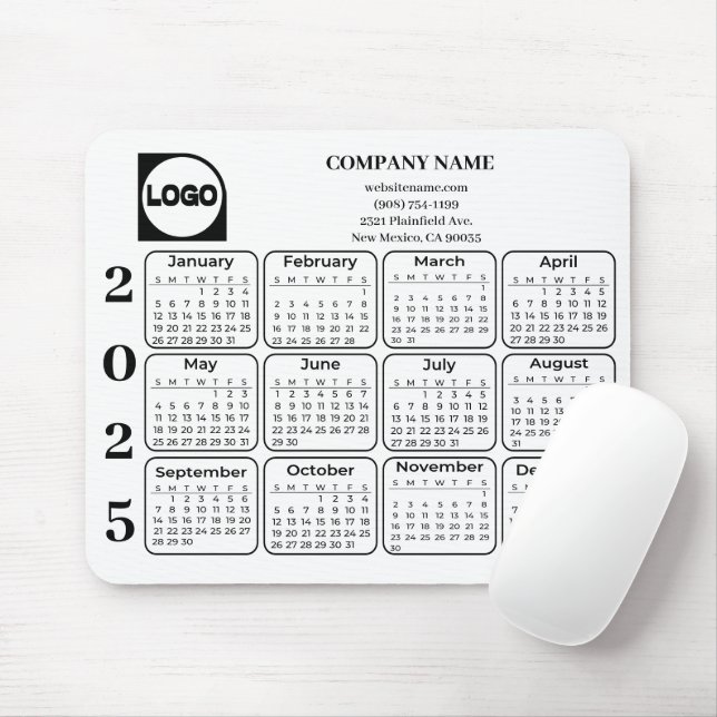 2025 Kalender Benutzerdefinierter Firmenname und L Mousepad (Mit Mouse)