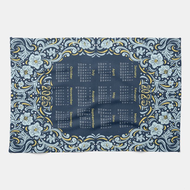 2025 Kalender - Blumengestein Geschirrtuch (Horizontal)