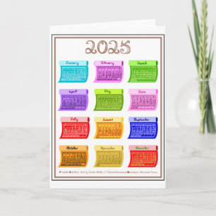 2025 Kalender Bolt Stoff Schriftart 12 Farben Mona Karte