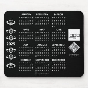 2025 Kalender Business-Logo QR-Code Schwarzes Baro Mousepad