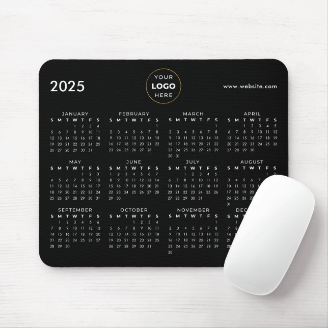 2025 Kalender Business-Logo Schwarz Mousepad (Mit Mouse)