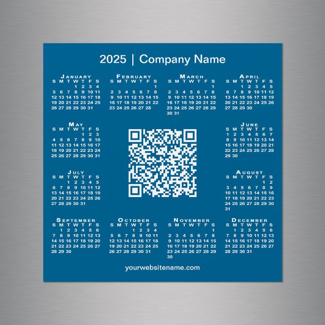 2025 Kalender Custom Business QR Code Blue Magnet (2025 Calendar Custom Business QR Code Blue Magnet in situ)