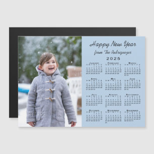 2025 Kalender Foto Frohes Neues Jahr hell blau Magnetkarte