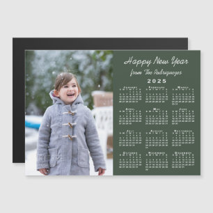 2025 Kalender Foto Glück Neues Jahr Grün Magnet