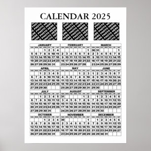 2025 Kalender fügen Sie 3 Fotos Poster Weiß 18x24i