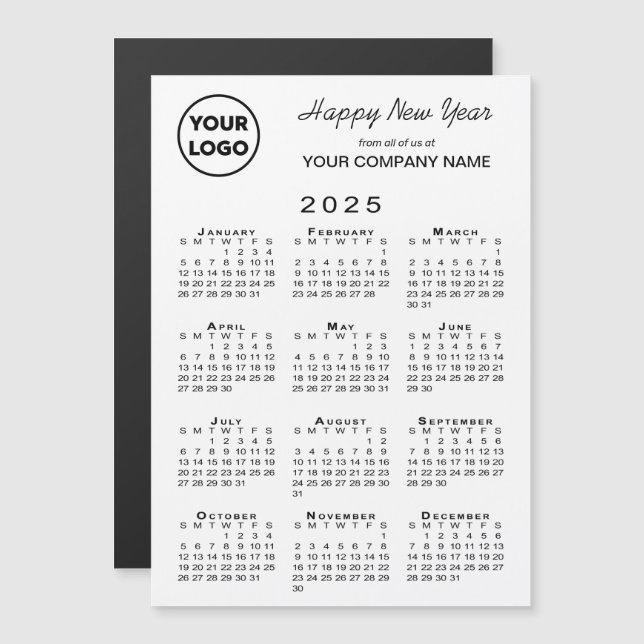 2025 Kalender-Logo-Business-Urlaub Magnetkarte (Vorne/Hinten)