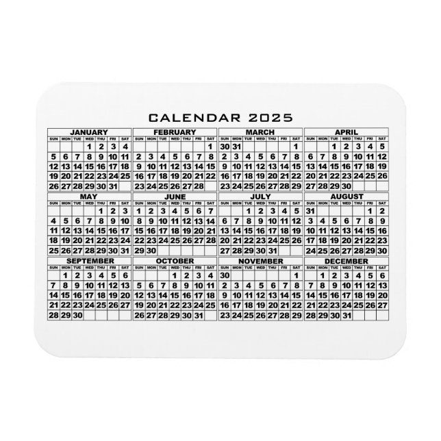 2025 Kalender Magnet Weiß (Horizontal)