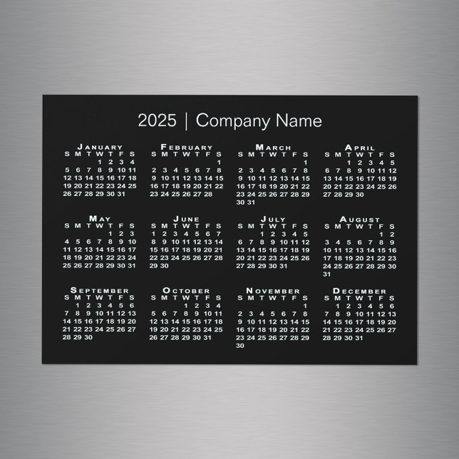 2025 Kalender mit Firmenname Black Magnet (2025 Calendar with Company Name Black Magnet in situ)
