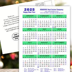 2025 Kalender Modern Blue Green Business Logo Feiertagspostkarte