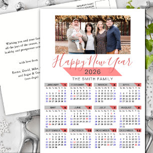 2025 Kalender Modern Pink Family Foto Minimalistis Feiertagspostkarte