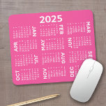 2025 Kalender - modern, rosa und weiß, einfach Mousepad<br><div class="desc">Schwarz und Weiß - Ein minimaler, einfacher 12 Monate Kalender 2025 mit einem soliden Farbhintergrund. Modernes Aussehen für Ihr Zuhause- oder Schulfach. Die Schriftart sind einfach zu lesen und die Farben können geändert werden. — Wenn Sie den personalisierten Bereich öffnen, wird es Sie zu einem erweiterten Designbereich führen, in dem...</div>