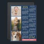 2025 Kalender Navy Koral Gold Custom Foto Collage Magneteinladung<br><div class="desc">Feiern Sie 2025 mit dieser geschmeidigen Magnetkarte aus dem Foto. Mit leicht lesbaren Daten in fett weiß, hat dieser wunderschön einfache Kalender die Wörter "2025" und "LIEBE" in Imitaten goldenen Glitzer mit einem hellen Korallenrosa Bar am Boden für Ihren personalisierten Familiennamen oder anderen Text. Der Hintergrund ist marineblau. Füge vertikal...</div>