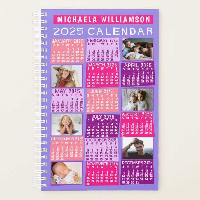 2025 Kalender Niedlich Mod 12 Fotocollage Name Kle Planer (Vorderseite)
