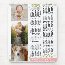 2025 Kalender Rosa Gold Familienfoto Collage Mousepad