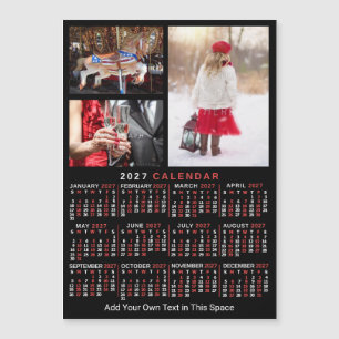 2025 Kalender Schwarz Rot Personalisiertes Foto Ma Magnetkarte