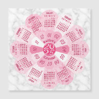2025 Kalenderjahr Custom Boho Pink Blume Magnet