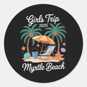 2025 Mädchen-Trip Myrtle Beach passendes Urlaubs-B Runder Aufkleber