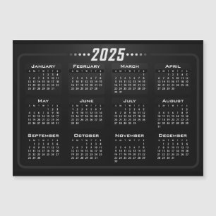 2025 Magnet Calendar Style noir blanc