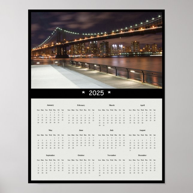2025 Manhattan Bridge Wall Calendar Poster (Vorne)