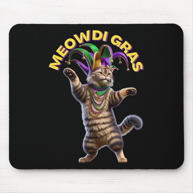 2025 Matching Mens Womans Funny Meowdi Gras Cat Ma Mousepad (Vorne)