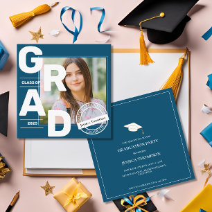 2025 Mini photo Blue Graduation Invitation