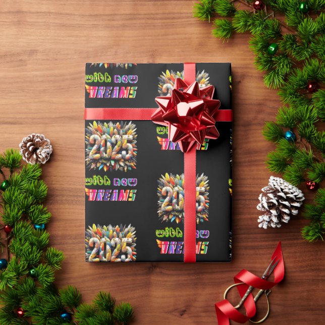 2025 mit neuen Träumen Geschenkpapier (Feiertagsgeschenk)