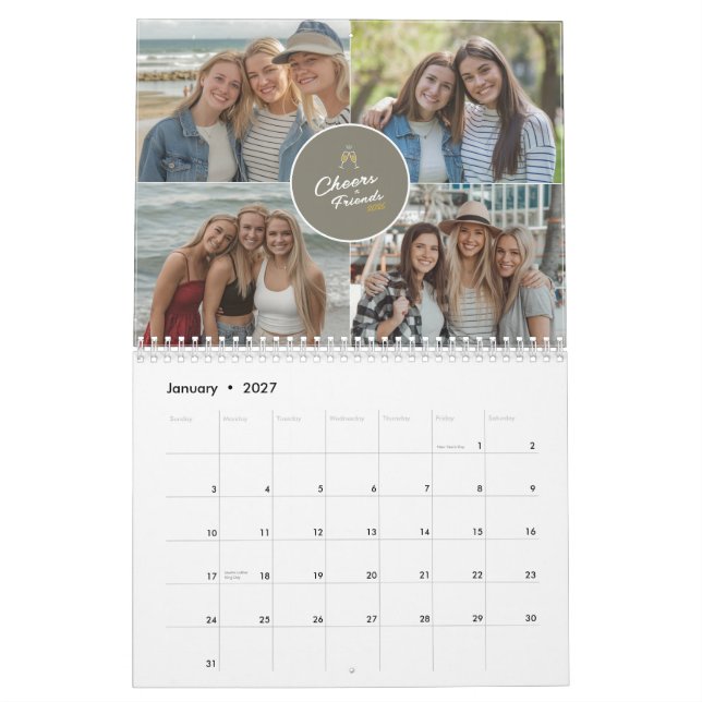 2025 Modern Friends Foto Collage Minimal Monatszei Kalender (Jan 2027)