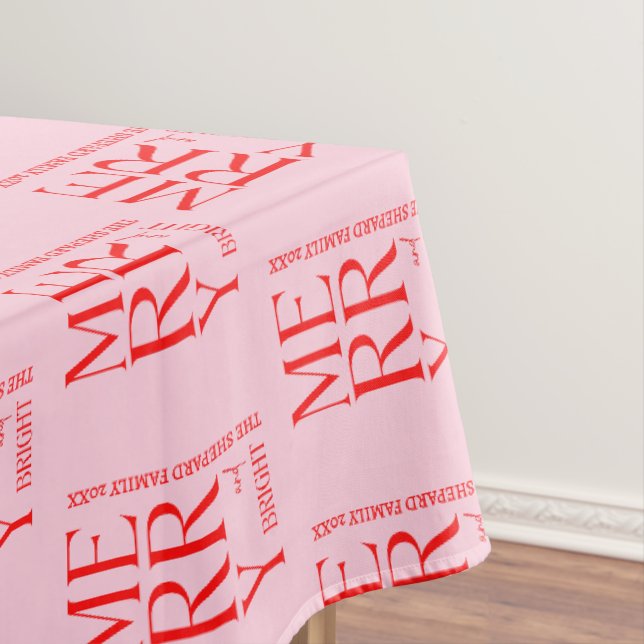 2025 Modern Merry and Bright Red Pink Christmas Tischdecke (Beispiel)
