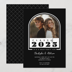 2025 Moderne Black Double Graduate Party Einladung