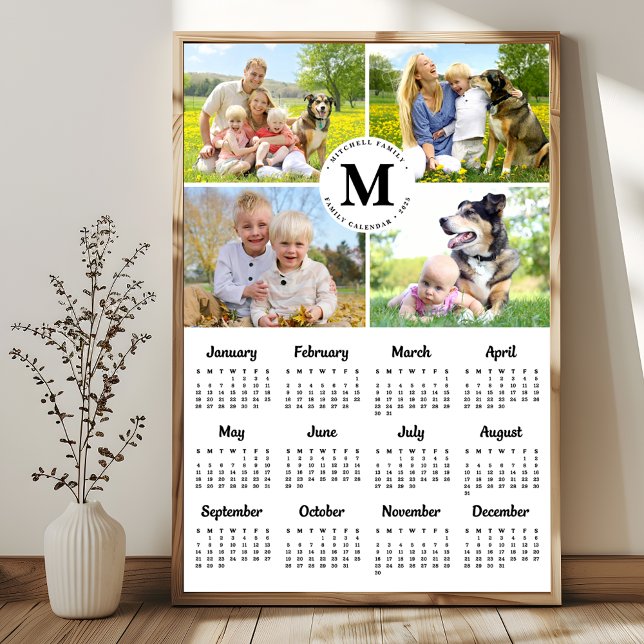 2025 Moderne Familie 4 FotoCollage Custom Calendar Poster (Von Creator hochgeladen)