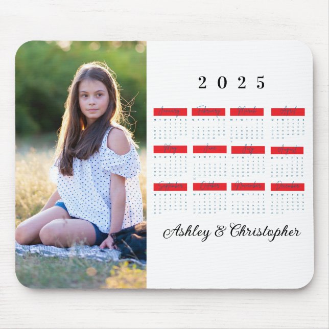 2025 Moderne Familie 4 FotoCollage Custom Mousepad (Vorne)